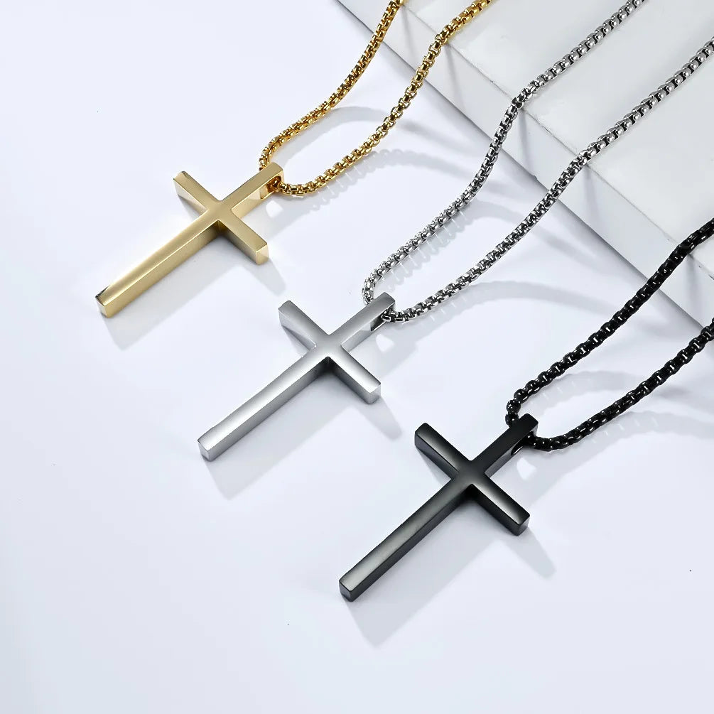 Titanium Steel Jesus Cross Necklace Men Women Bible Verse Spiritual Necklace for Men Jewelry Halloween Christmas Gifts