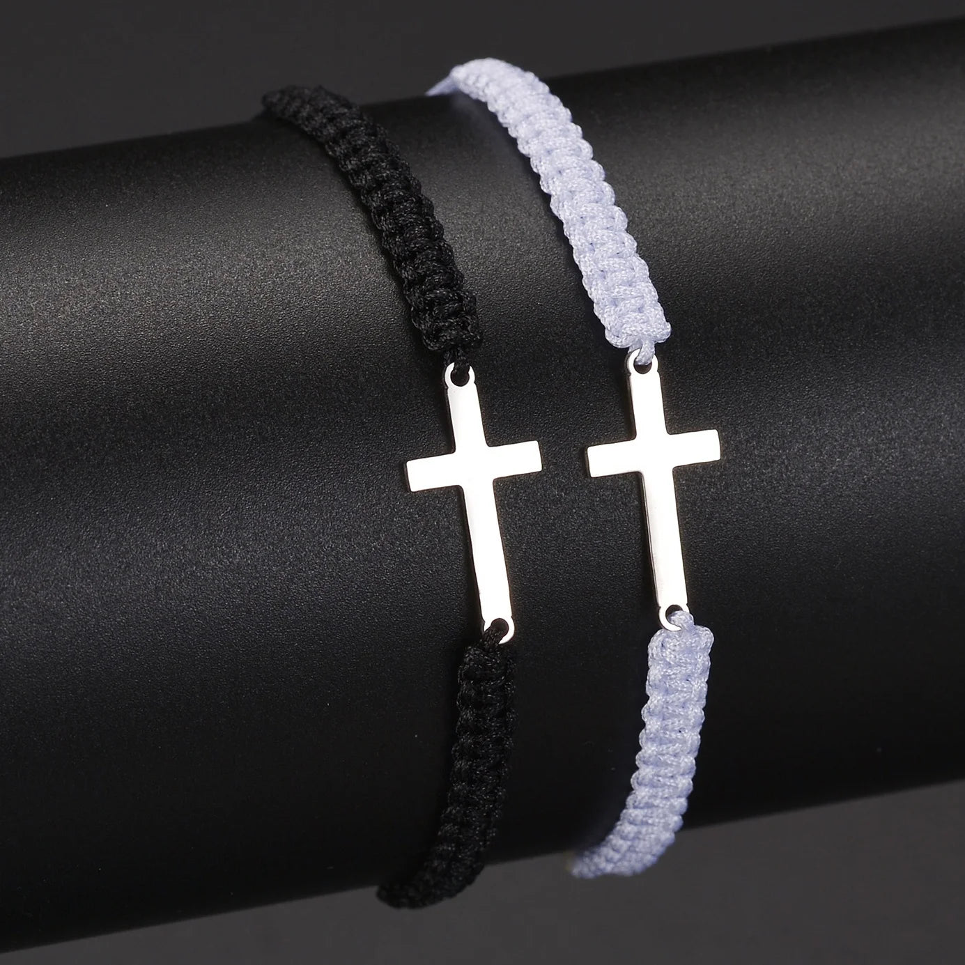 Couple Cross Woven Bracelets For Women Men White Black Braid Rope Thread Cords Charm Bracelets Wish Bracelet Jewelry