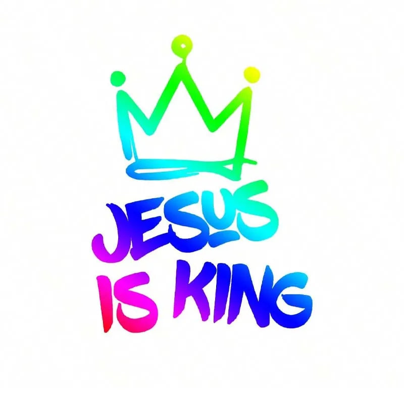 Bumper car sticker - Jesus is the King, with a crown design. This car sticker is water-resistant and sun-proof. It is suitable f
