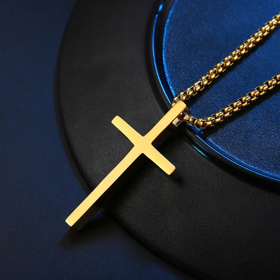 Titanium Steel Jesus Cross Necklace Men Women Bible Verse Spiritual Necklace for Men Jewelry Halloween Christmas Gifts