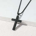 304 Stainless Steel Bible Verse Cross Pendant Necklace, Engraved with the Lord's Prayer, Christian Faith Chain Religious Baptism Gift
