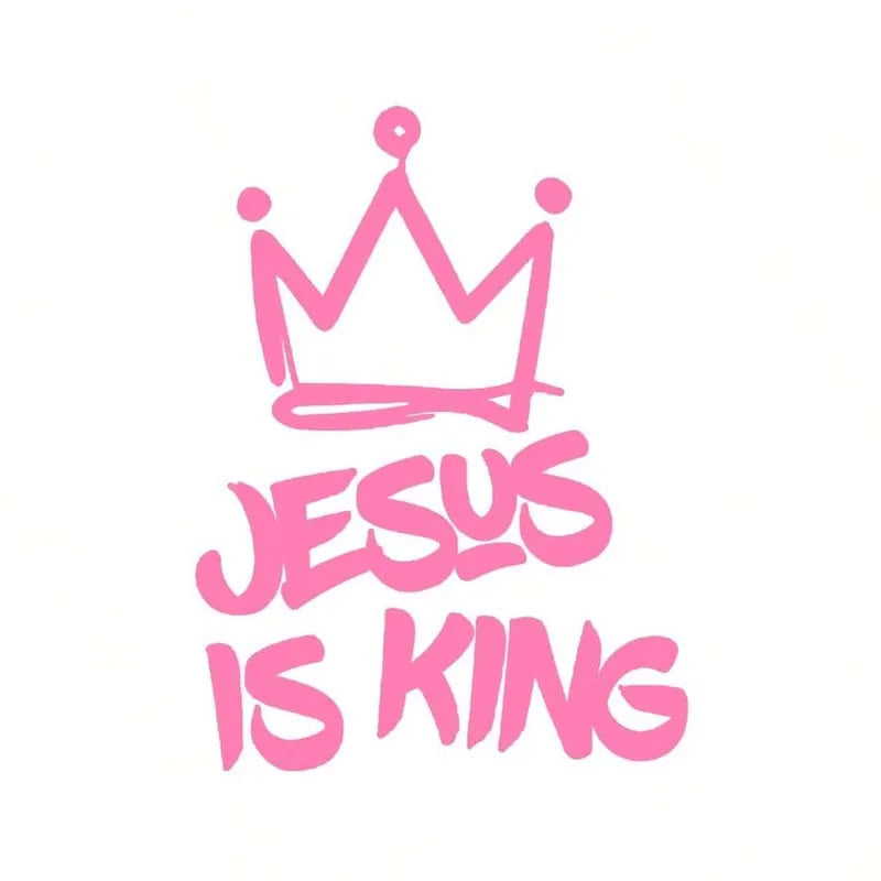 Bumper car sticker - Jesus is the King, with a crown design. This car sticker is water-resistant and sun-proof. It is suitable f