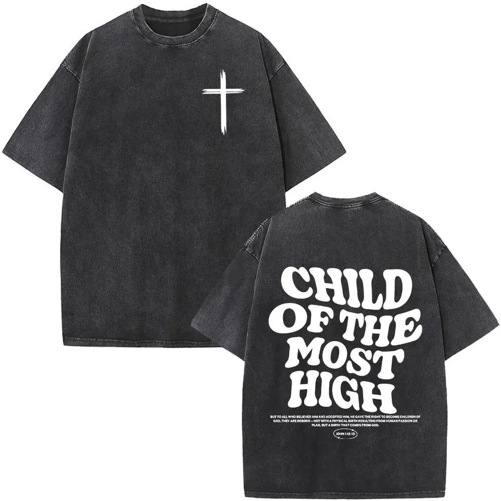 Jesus Is King Christian Graphic Vintage Washed T Shirt Fashion Hip Hop Short Sleeve T-shirts Men Women Cotton Casual T-shirt Top