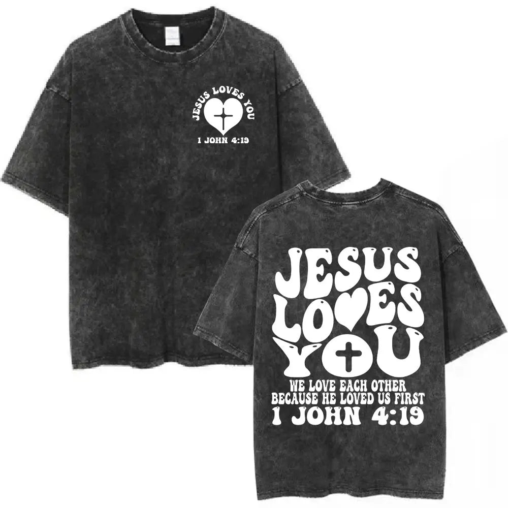 Salvation Jesus Paid It All Vintage Washed T Shirts Christian Bible Verse T-shirt Mens Women Fashion Oversized Cotton T-shirts