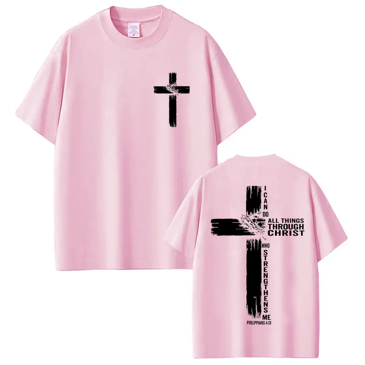 Christian Religious Jesus T-shirt Fashion Faith Bible Verse I Can Do All Thing Through Christ T-shirt Y2K Unisex Fashion T-shirt