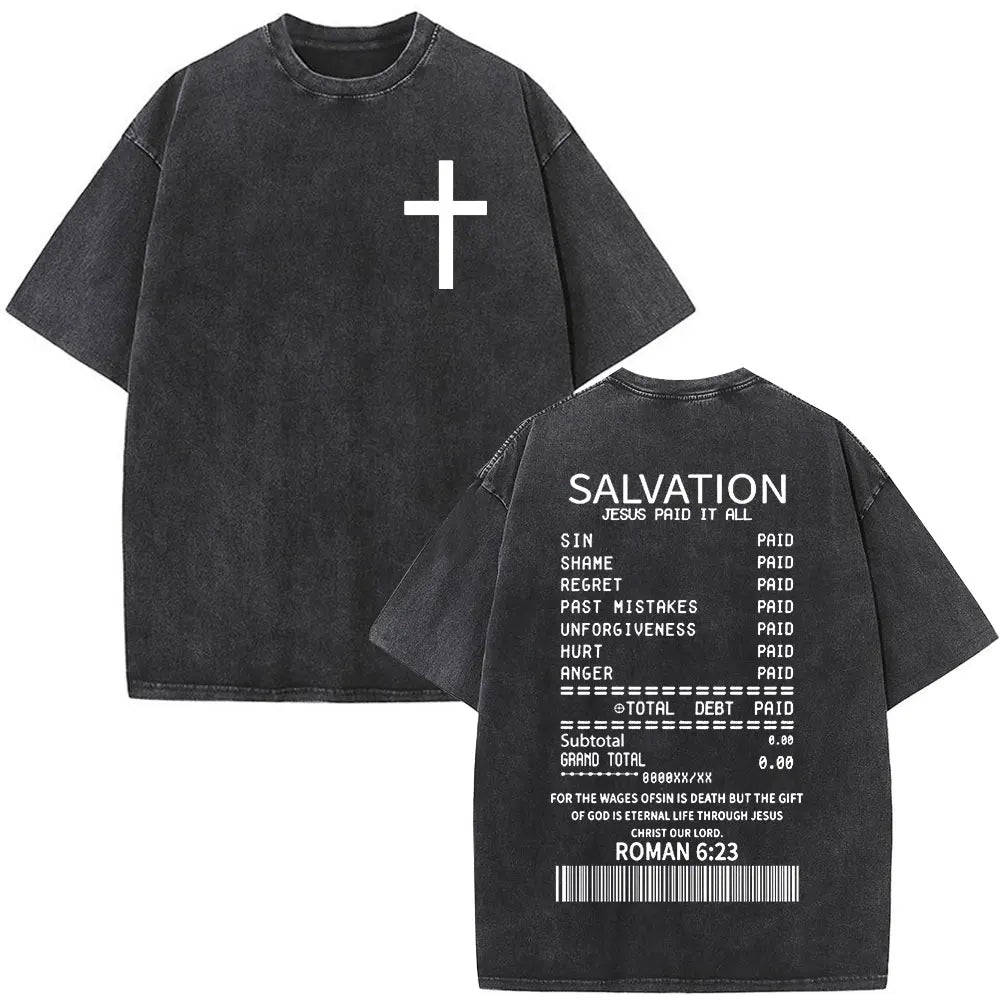 Jesus Is King Christian Graphic Vintage Washed T Shirt Fashion Hip Hop Short Sleeve T-shirts Men Women Cotton Casual T-shirt Top