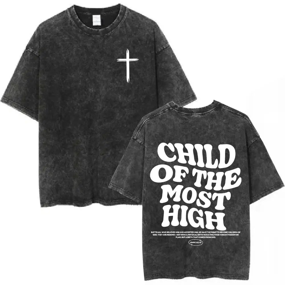 Salvation Jesus Paid It All Vintage Washed T Shirts Christian Bible Verse T-shirt Mens Women Fashion Oversized Cotton T-shirts