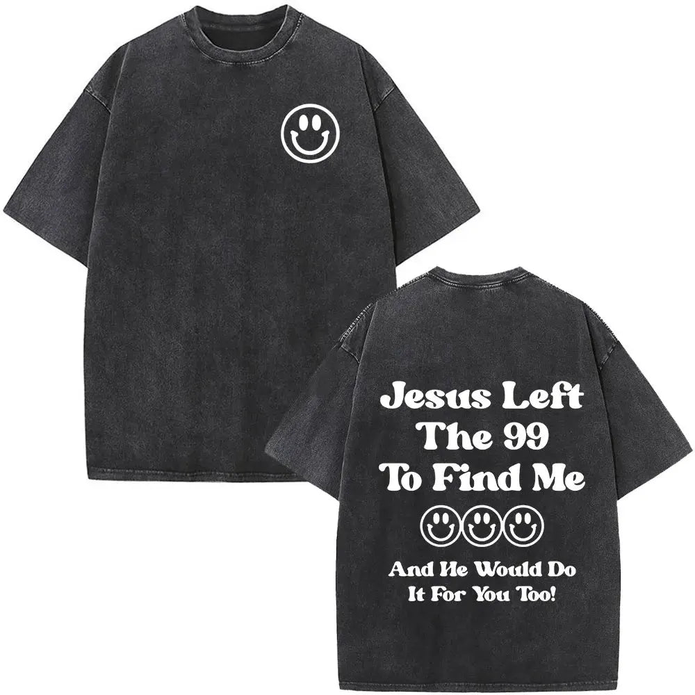 Jesus Is King Christian Graphic Vintage Washed T Shirt Fashion Hip Hop Short Sleeve T-shirts Men Women Cotton Casual T-shirt Top