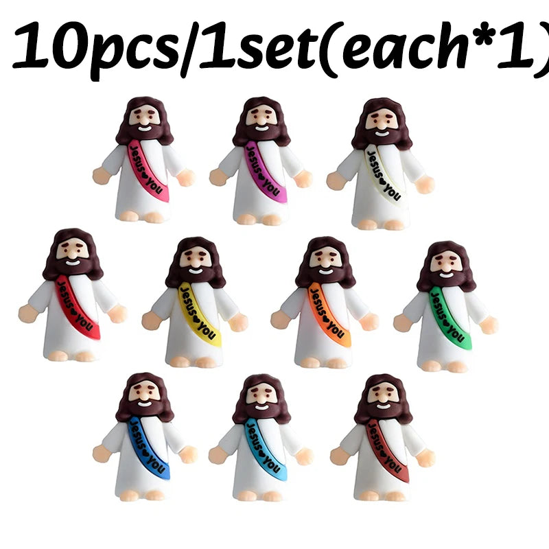 10-50PC Mini Jesus Statue Set Decor Easter Cartoon Jesus Toys Festive Party Scene Decor Room Tabletop Figurines Easter Gifts