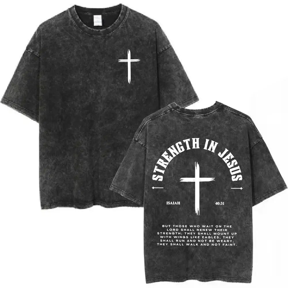 Salvation Jesus Paid It All Vintage Washed T Shirts Christian Bible Verse T-shirt Mens Women Fashion Oversized Cotton T-shirts