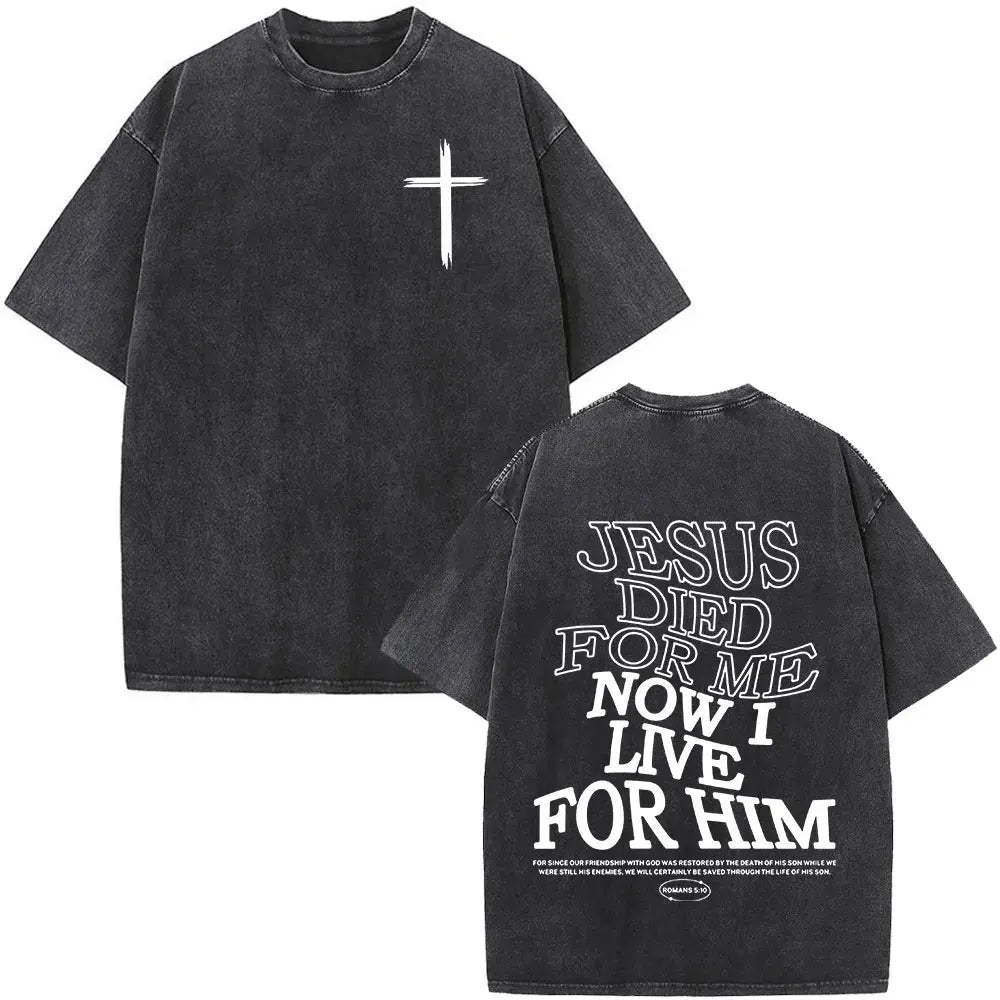 Jesus Is King Christian Graphic Vintage Washed T Shirt Fashion Hip Hop Short Sleeve T-shirts Men Women Cotton Casual T-shirt Top
