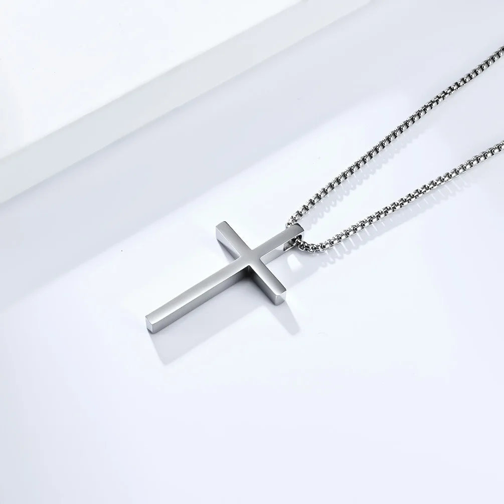 Titanium Steel Jesus Cross Necklace Men Women Bible Verse Spiritual Necklace for Men Jewelry Halloween Christmas Gifts