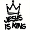 Bumper car sticker - Jesus is the King, with a crown design. This car sticker is water-resistant and sun-proof. It is suitable f