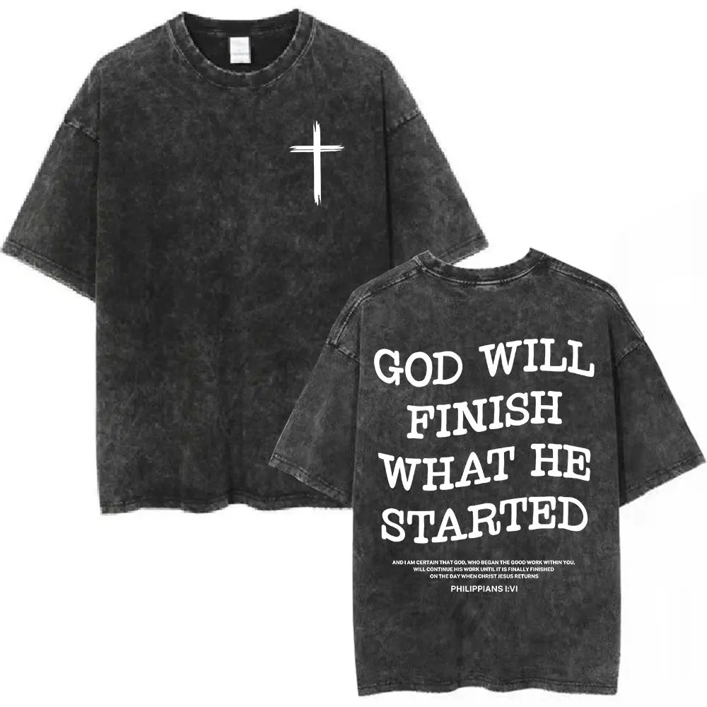 Salvation Jesus Paid It All Vintage Washed T Shirts Christian Bible Verse T-shirt Mens Women Fashion Oversized Cotton T-shirts