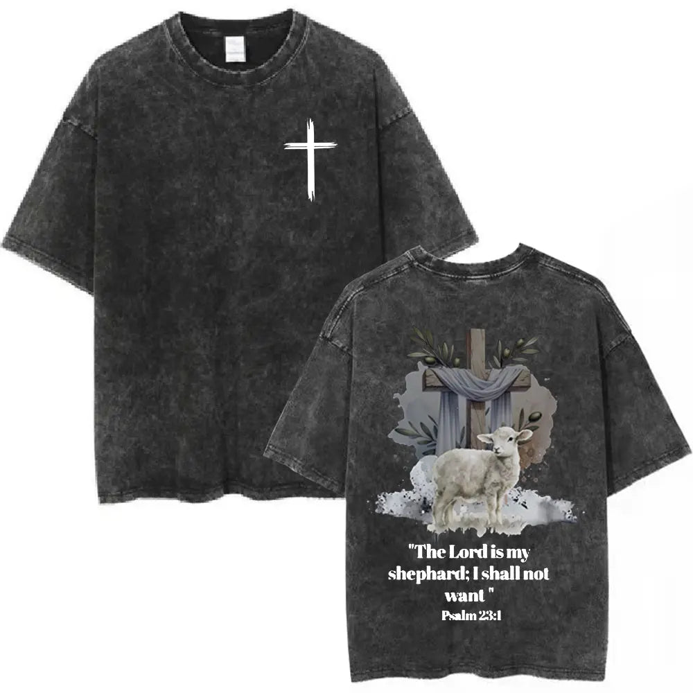 Salvation Jesus Paid It All Vintage Washed T Shirts Christian Bible Verse T-shirt Mens Women Fashion Oversized Cotton T-shirts