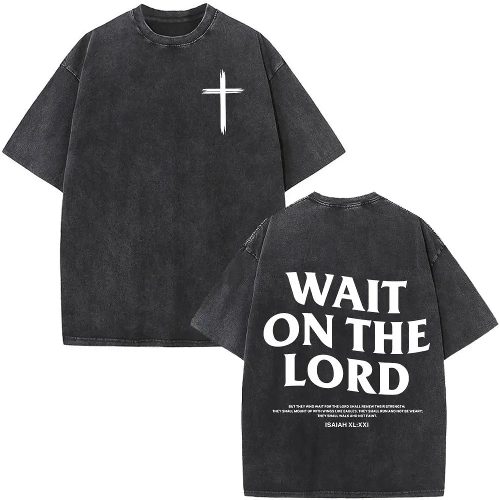 Jesus Is King Christian Graphic Vintage Washed T Shirt Fashion Hip Hop Short Sleeve T-shirts Men Women Cotton Casual T-shirt Top