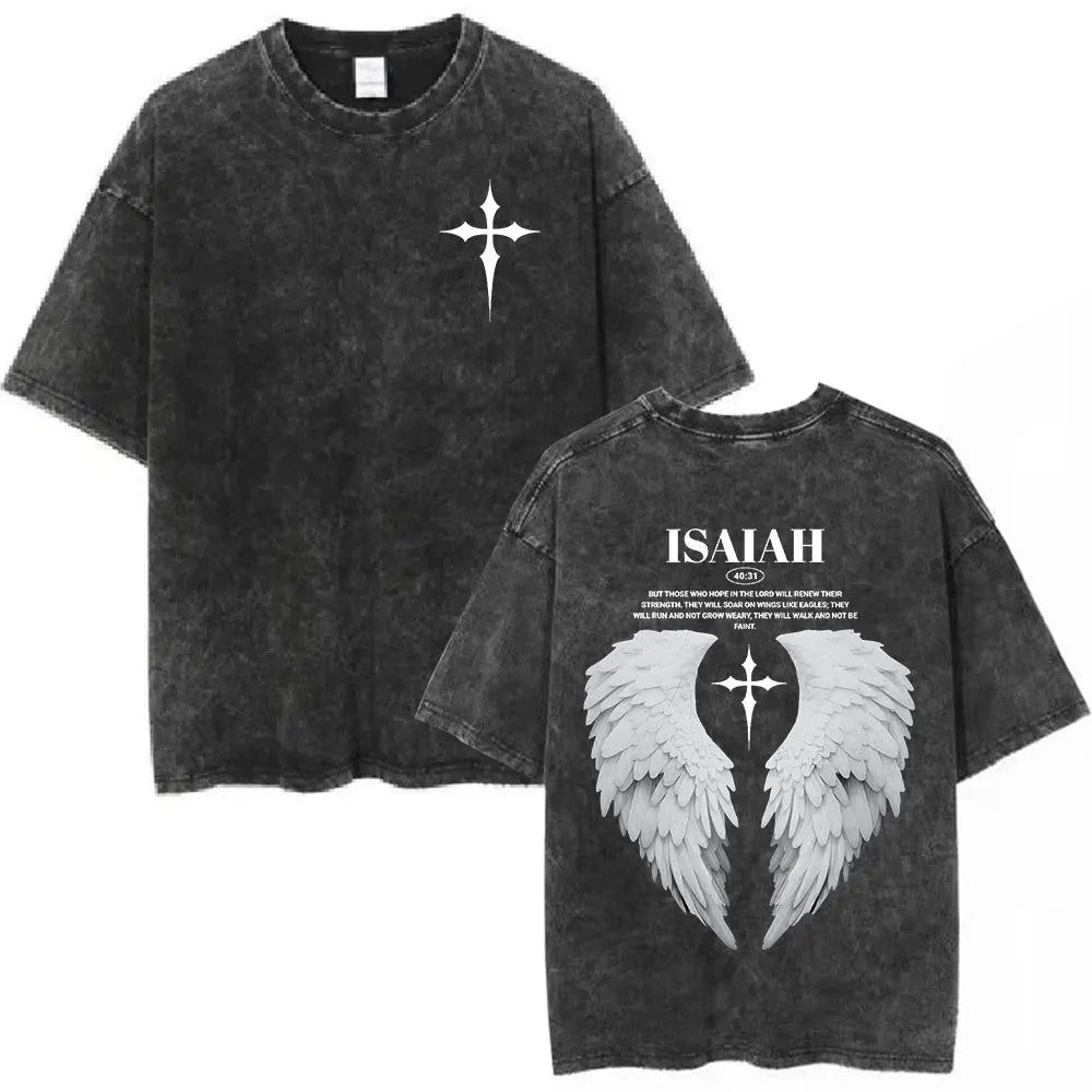Salvation Jesus Paid It All Vintage Washed T Shirts Christian Bible Verse T-shirt Mens Women Fashion Oversized Cotton T-shirts