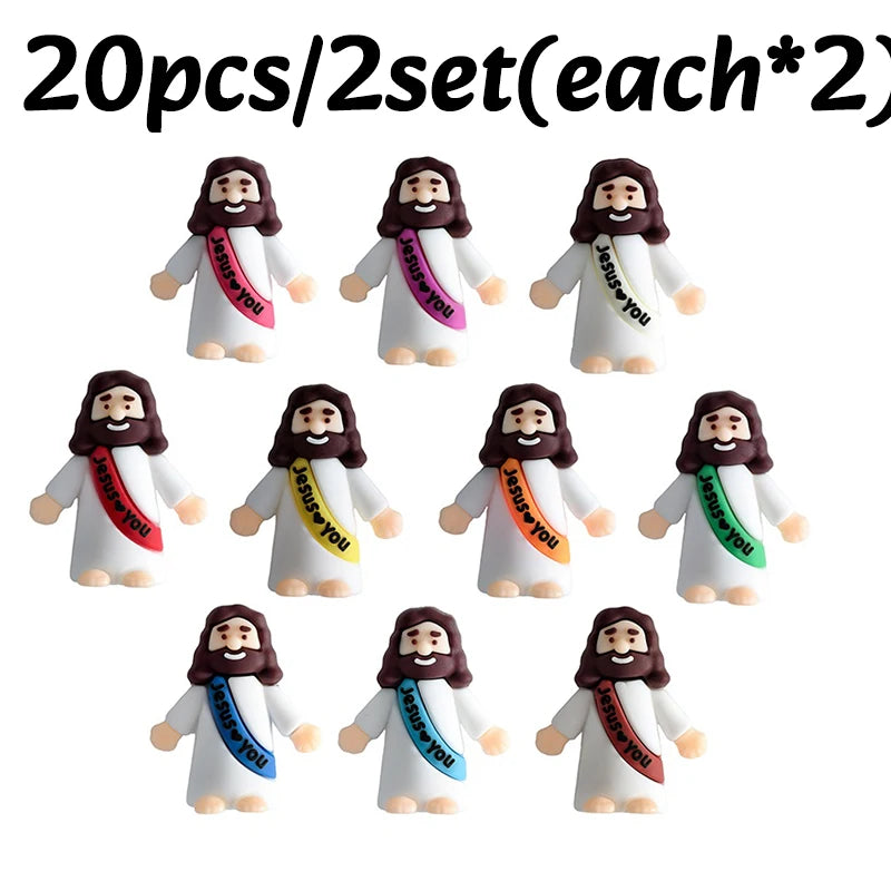 10-50PC Mini Jesus Statue Set Decor Easter Cartoon Jesus Toys Festive Party Scene Decor Room Tabletop Figurines Easter Gifts