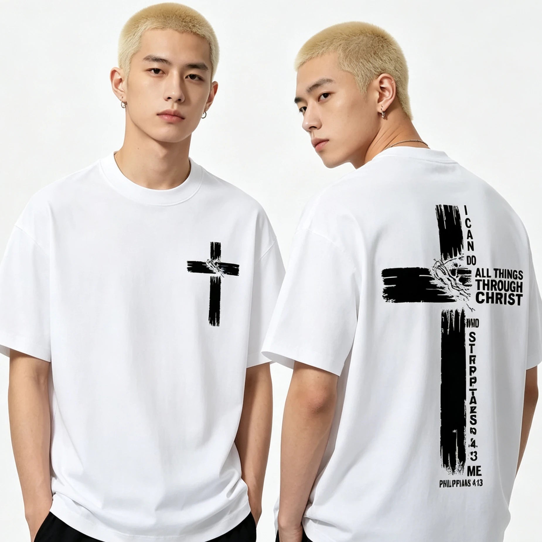 Christian Religious Jesus T-shirt Fashion Faith Bible Verse I Can Do All Thing Through Christ T-shirt Y2K Unisex Fashion T-shirt