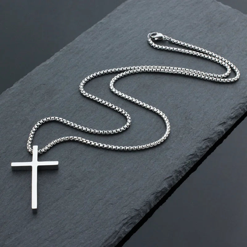Titanium Steel Jesus Cross Necklace Men Women Bible Verse Spiritual Necklace for Men Jewelry Halloween Christmas Gifts
