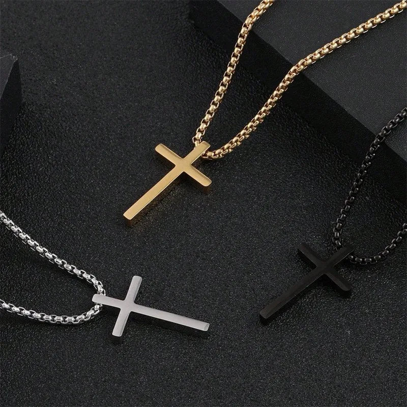 Titanium Steel Jesus Cross Necklace Men Women Bible Verse Spiritual Necklace for Men Jewelry Halloween Christmas Gifts